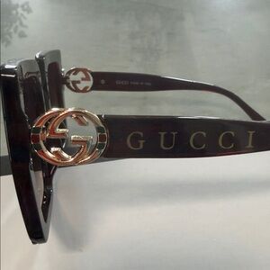 Gucci Women's Square Sunglasses - Dark Burgundy Frame with Gradient Brown Lenses